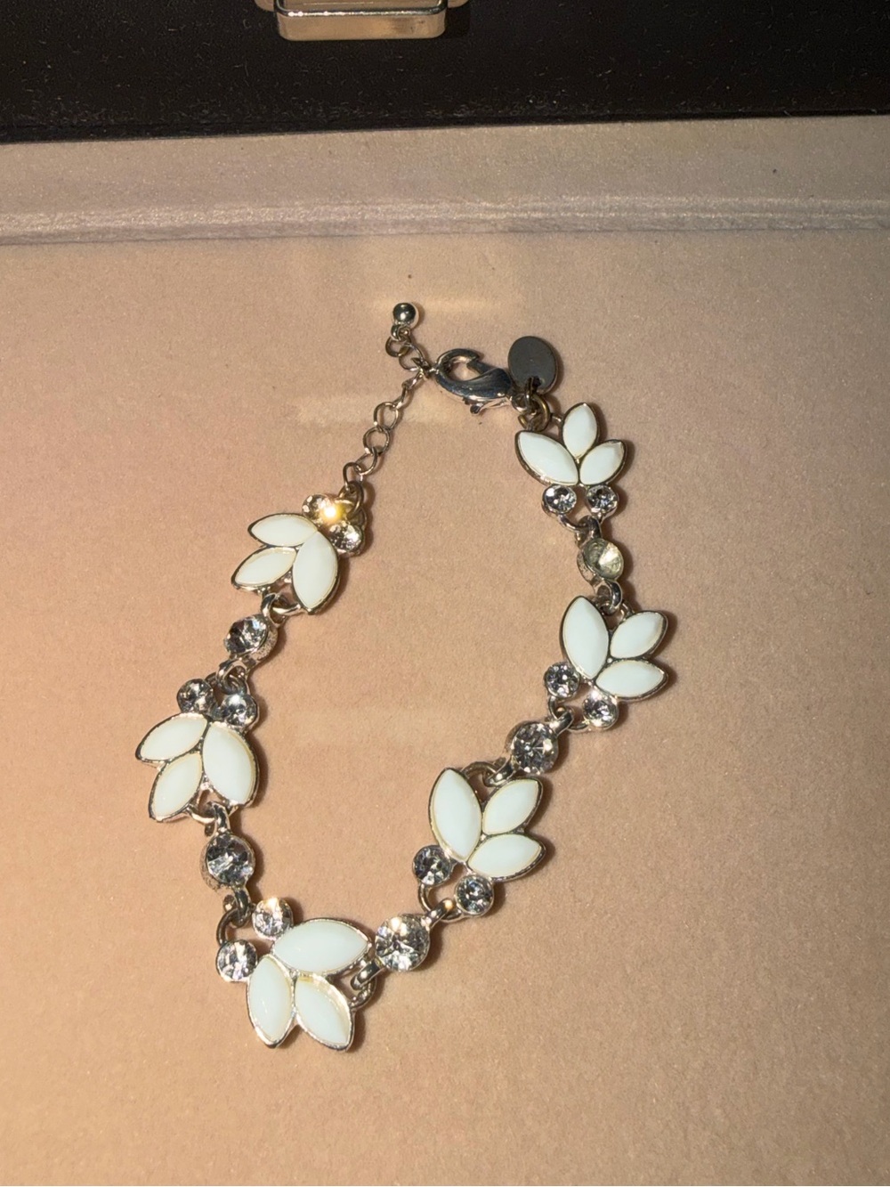 White Floral Crystal Bracelet - Women Jewelry